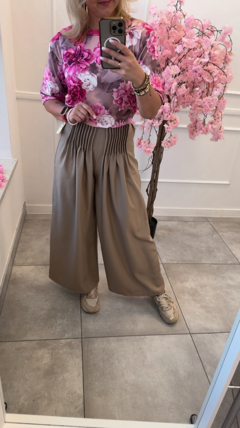 Spodnie szerokie z zakładkami 14487