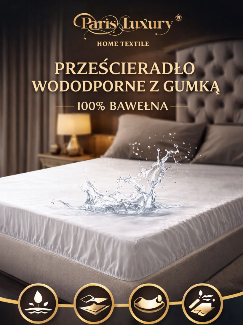 Prześcieradło WODODPORNE z gumką