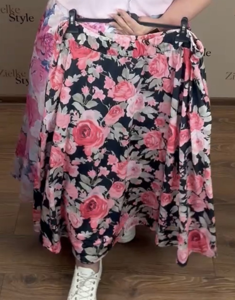 Spódnica wzorzysta rozkloszowane, zentex - 8198 / 8192 - czarna