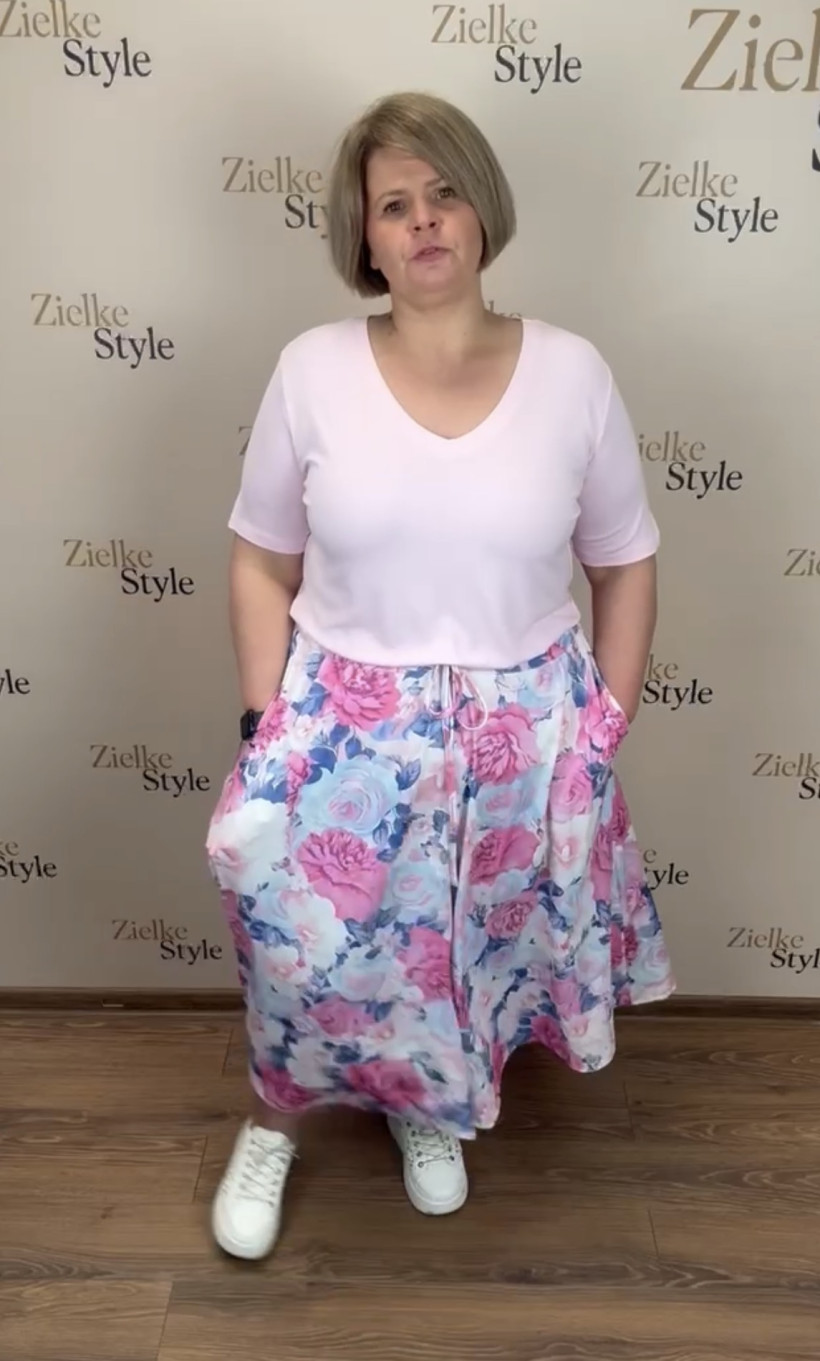 Spódnica wzorzysta rozkloszowane, zentex - 8198 / 8192 - błekit