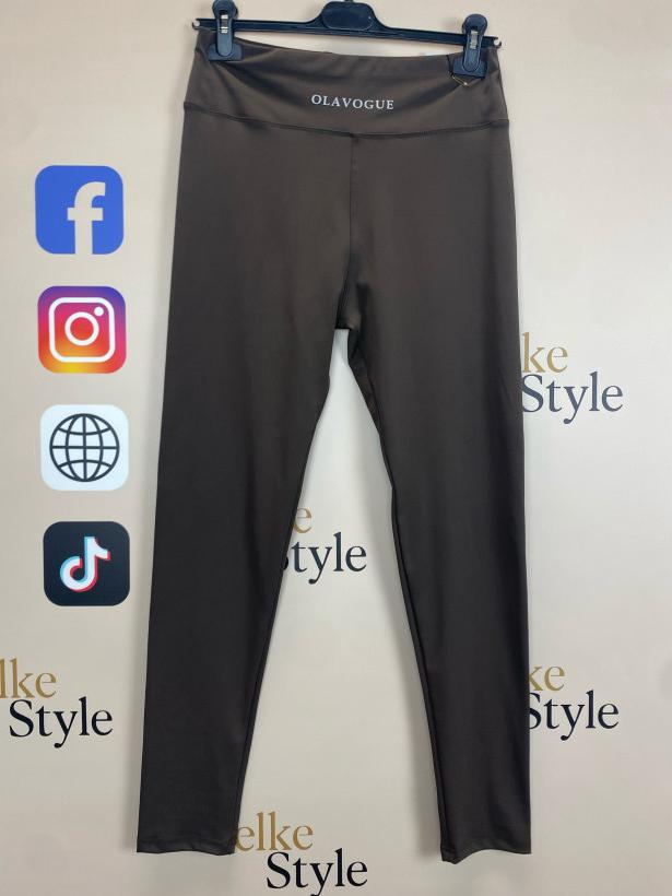 Leginsy szerszy pas gładkie jednokolorowe, must - 2xl/3xl - 2815 - czekolada