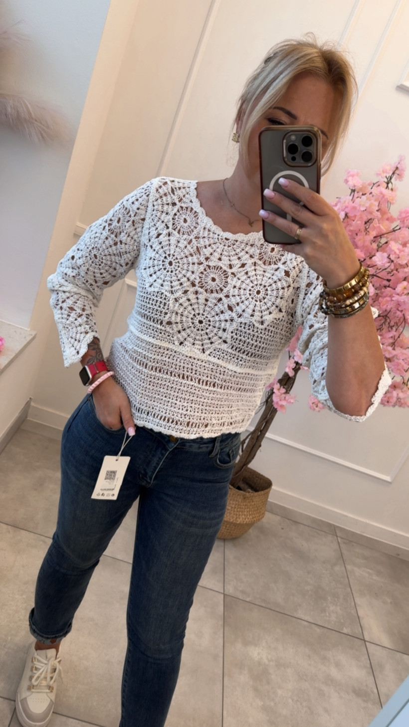 Bluzka ażurowa rękaw 3/4 14495
