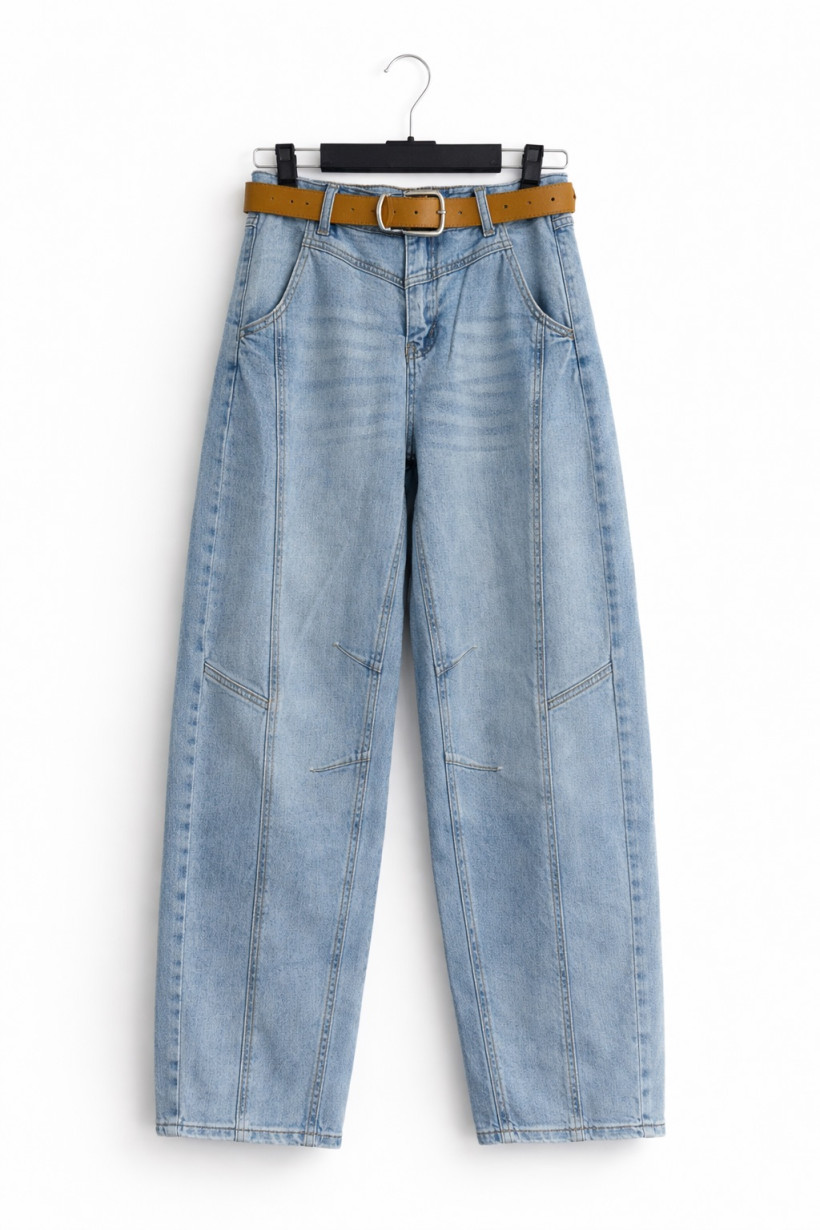 Spodnie jeansy balony z przeszycia S