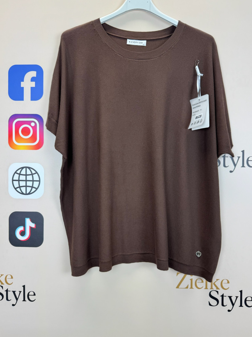 Bluzka sweterkowa jednokolorowa, every day - 628 - czekolada