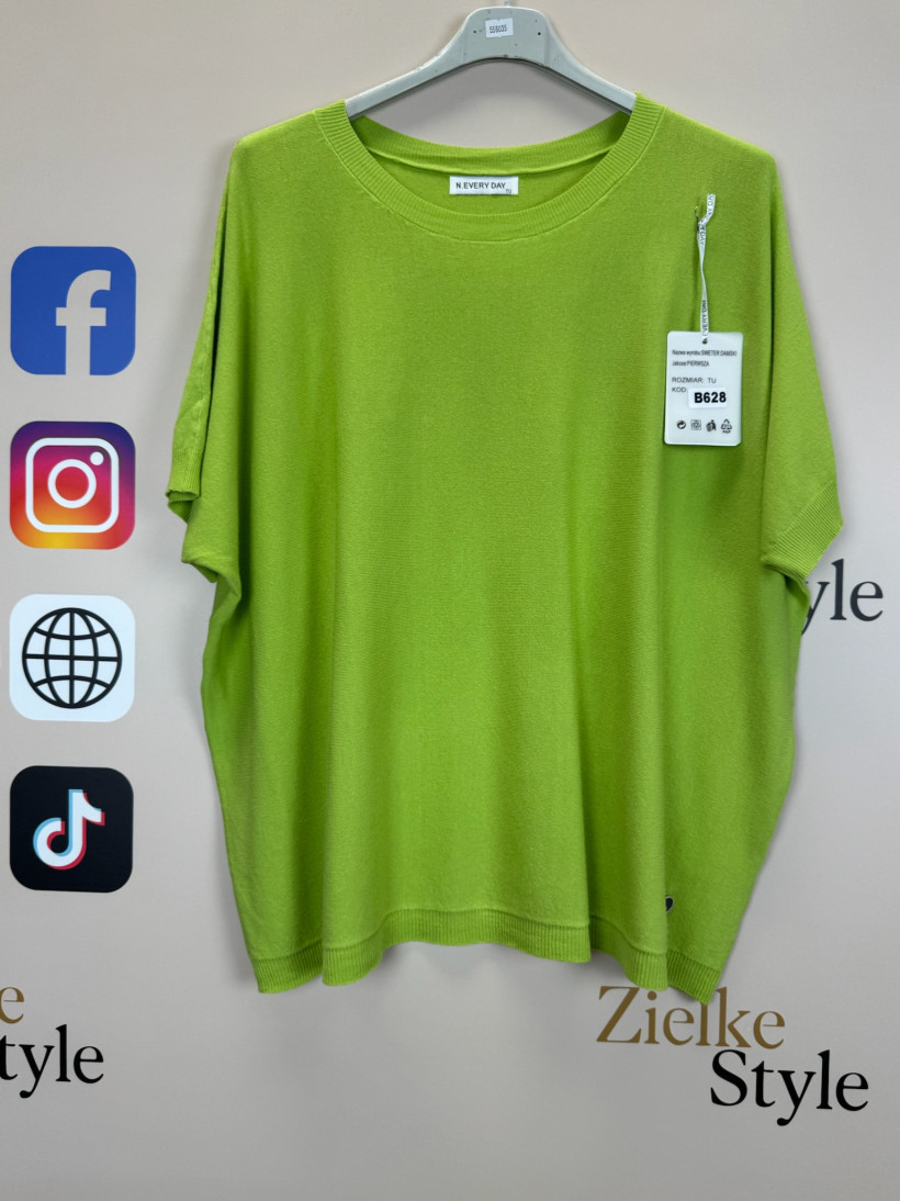 Bluzka sweterkowa jednokolorowa, every day - 628 - limonka