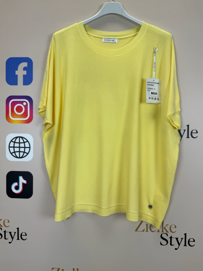 Bluzka sweterkowa jednokolorowa, every day - 628 - żółta