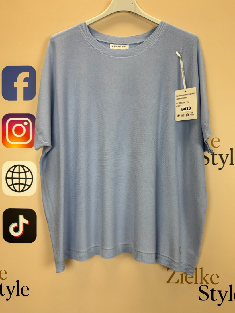 Bluzka sweterkowa jednokolorowa, every day - 628 - błękitna