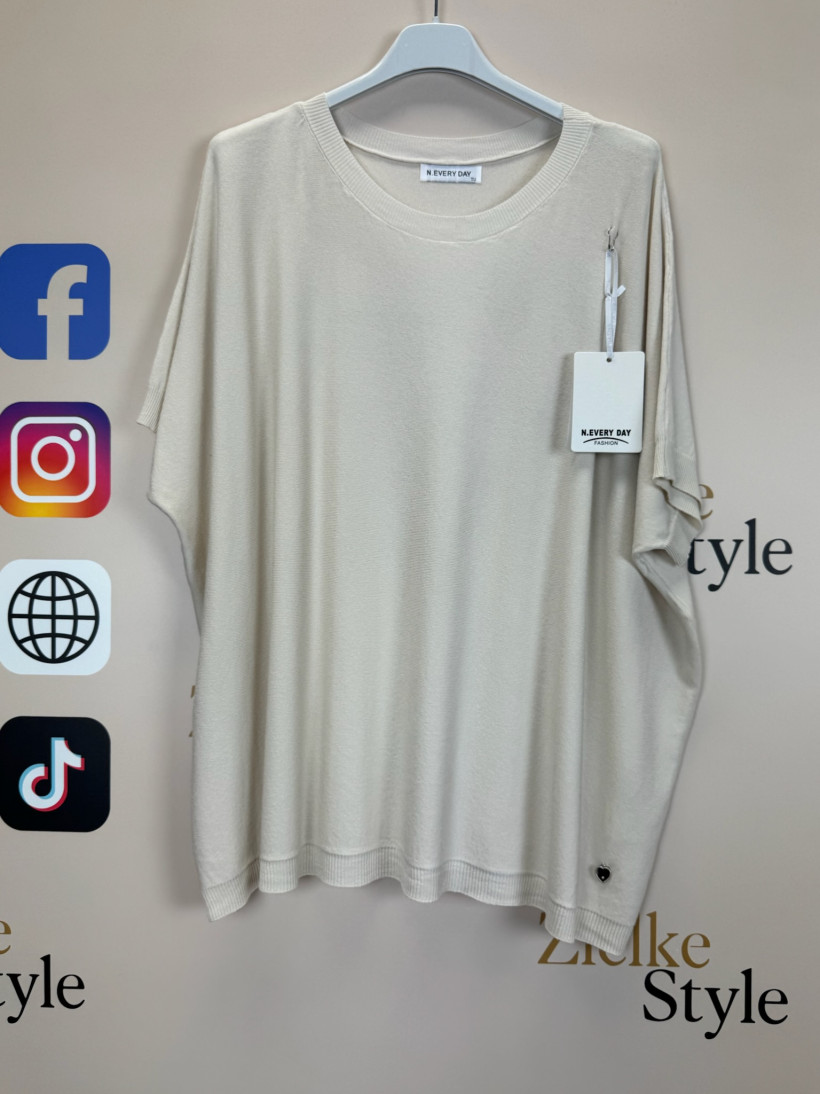 Bluzka sweterkowa jednokolorowa, every day - 628 - beż