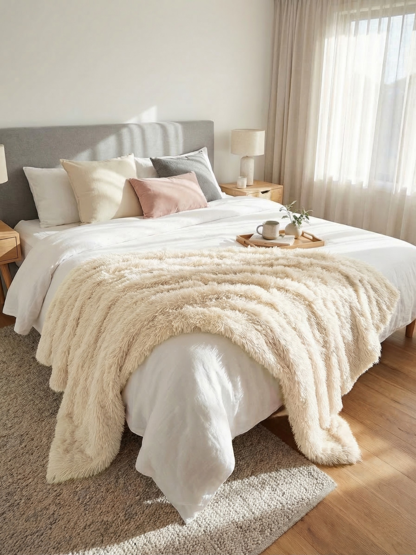 Narzuta włochacz 220x240 -jasny beż