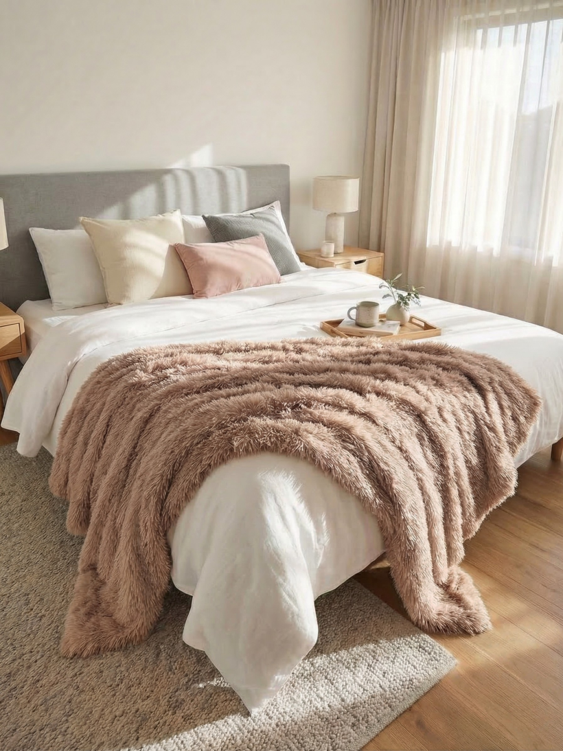 Narzuta włochacz 220x240 - karmel