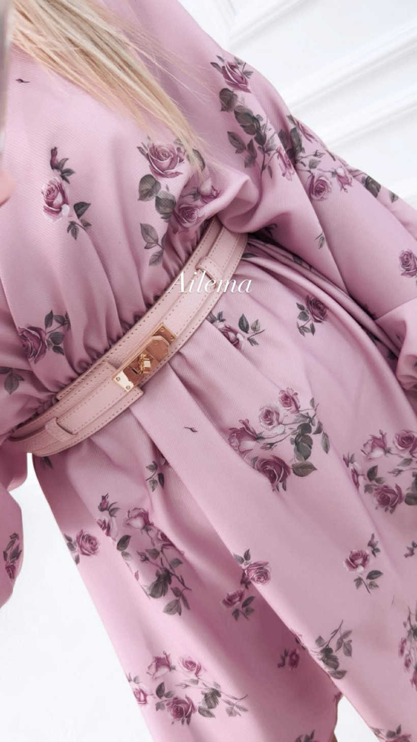 Pasek skórzany PS26 regulowany, złota sprzączka 