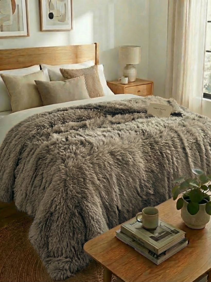 Narzuta włochacz 220x240 - zimny brąz