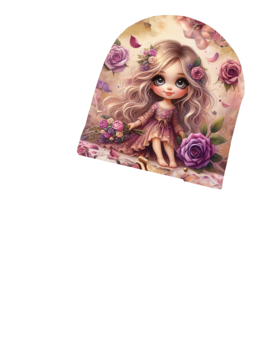 Czapka full print  Dziewczynka róża fiolet 