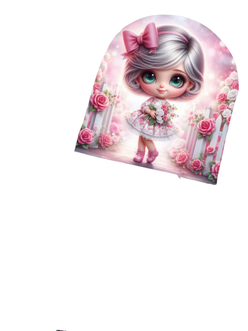Czapka full print  Dziewczynka różowe białe rózowe