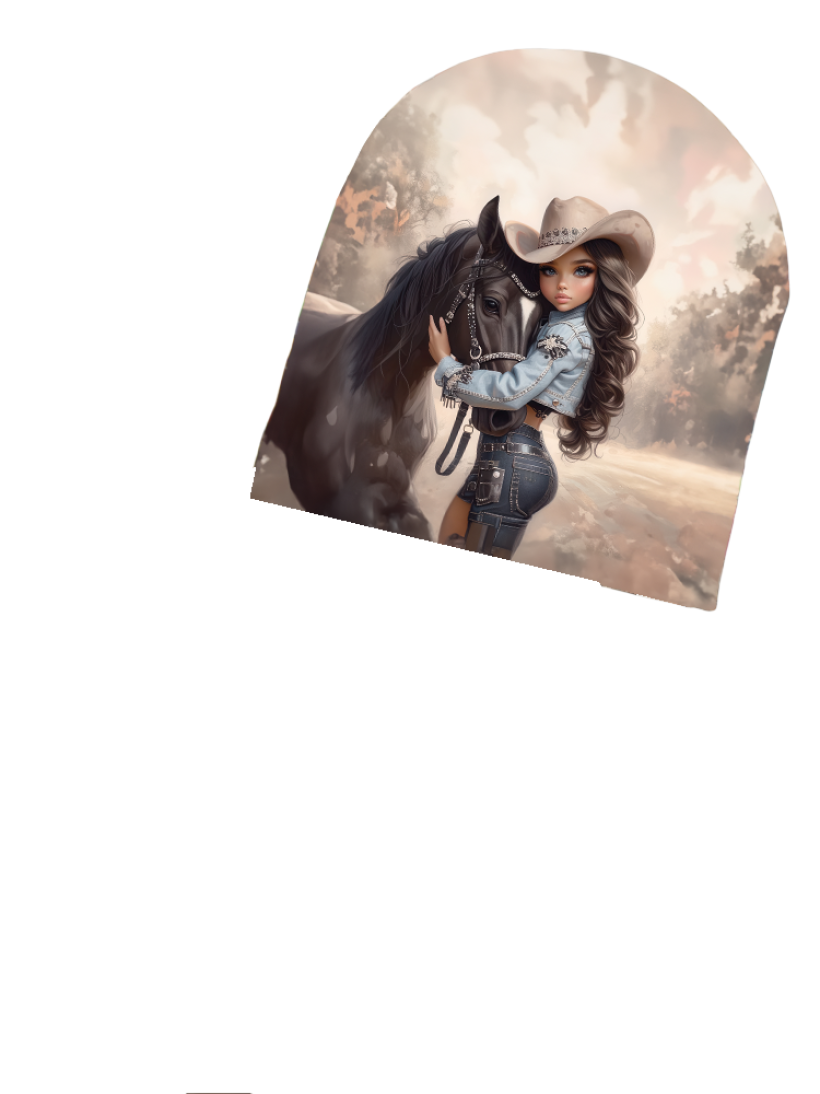 Czapka full print Dziewczynka koń