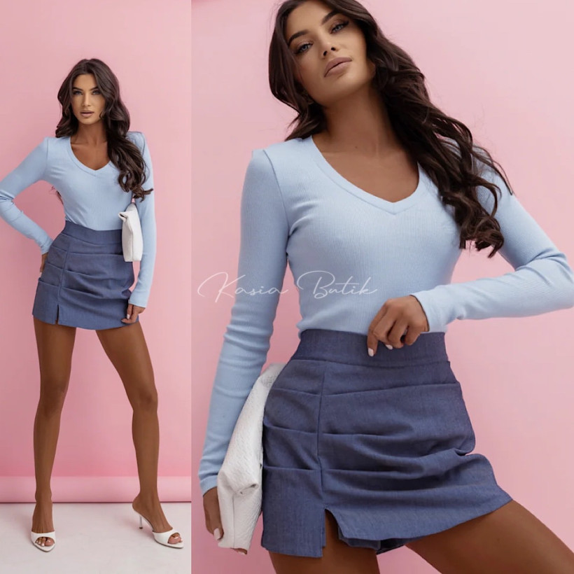 Bluzka Bawełniana Prążek Zuri Baby Blue