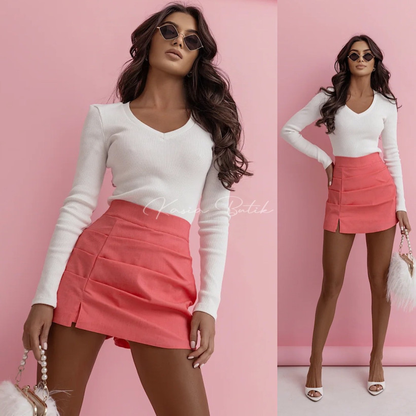 Bluzka Bawełniana Prążek Zuri Biała