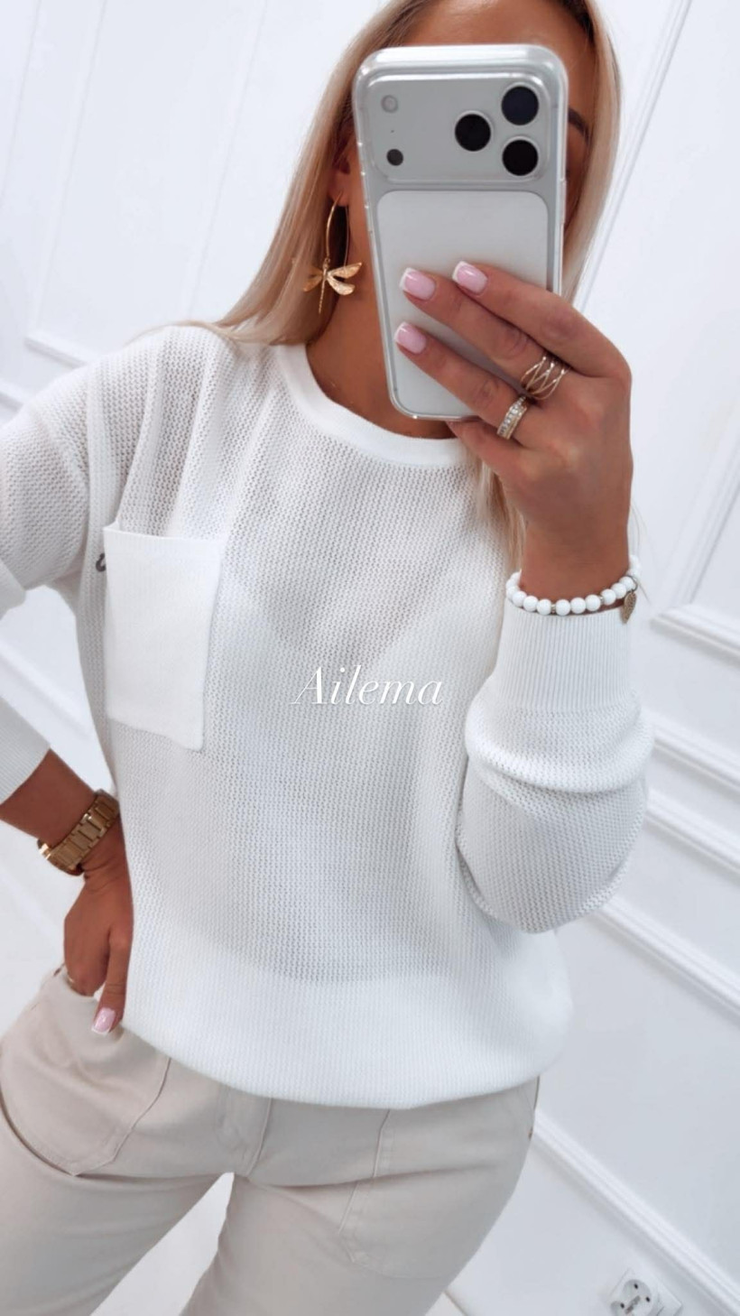 Sweter LHFashion okrągły dekolt T-6410 długi rękaw