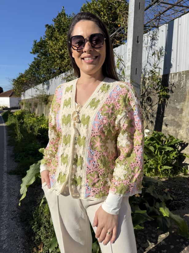 CASACO CROCHE FLORAL