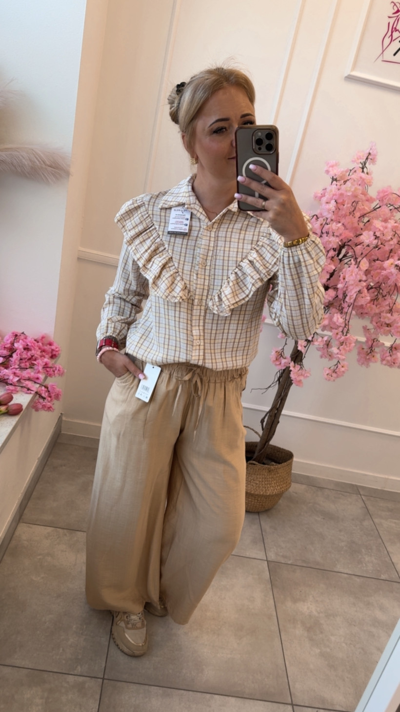 Spodnie szerokie z lnem 14521