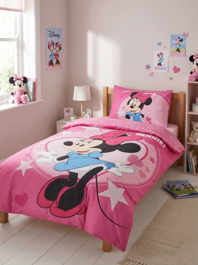 Pościel bawełniana Myszka Minnie  140×200 cm – różowa Disney