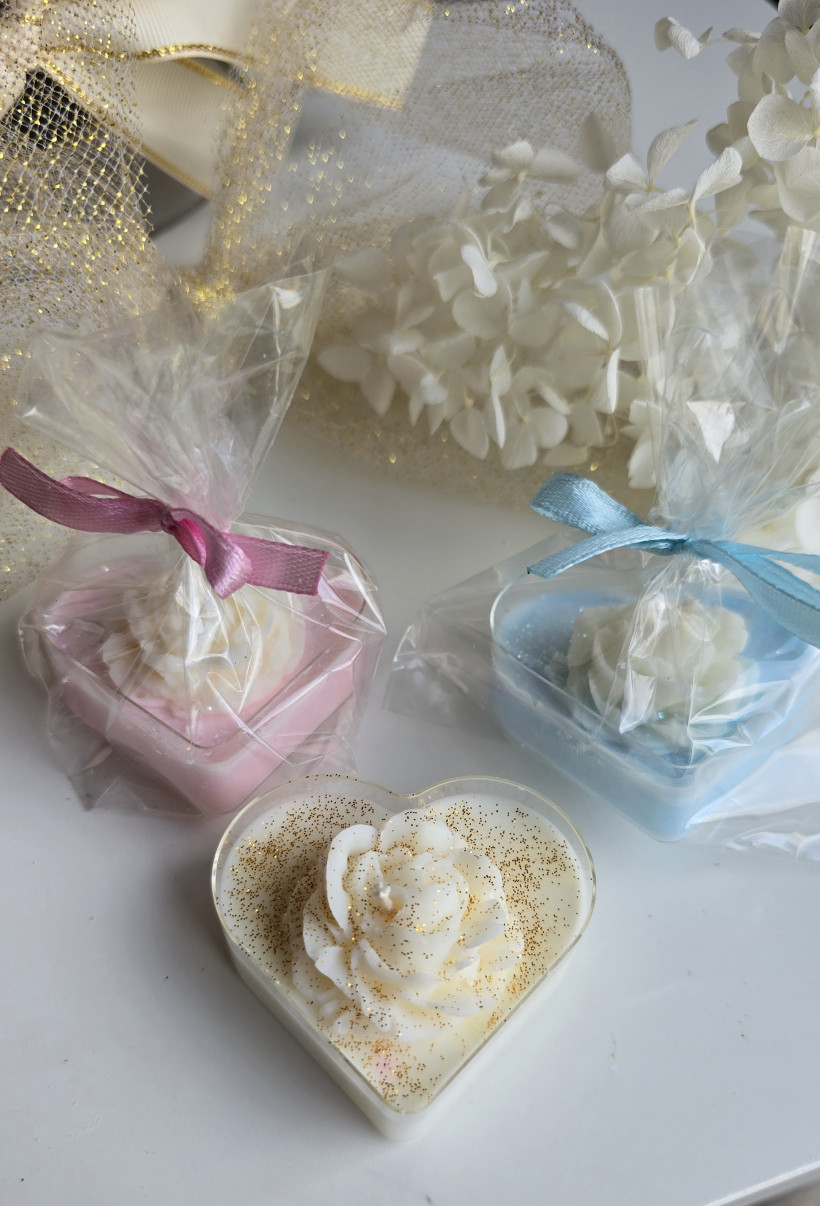 Podziękowanie świeca sojowa serce z różą