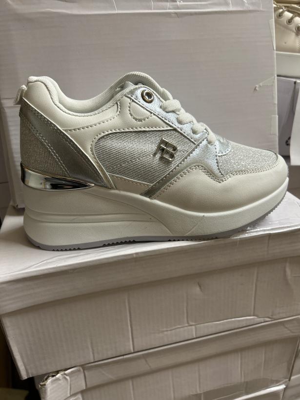 MIGOTEK- Francja błyszczący srebrny adidas na klinie US73 WHITE