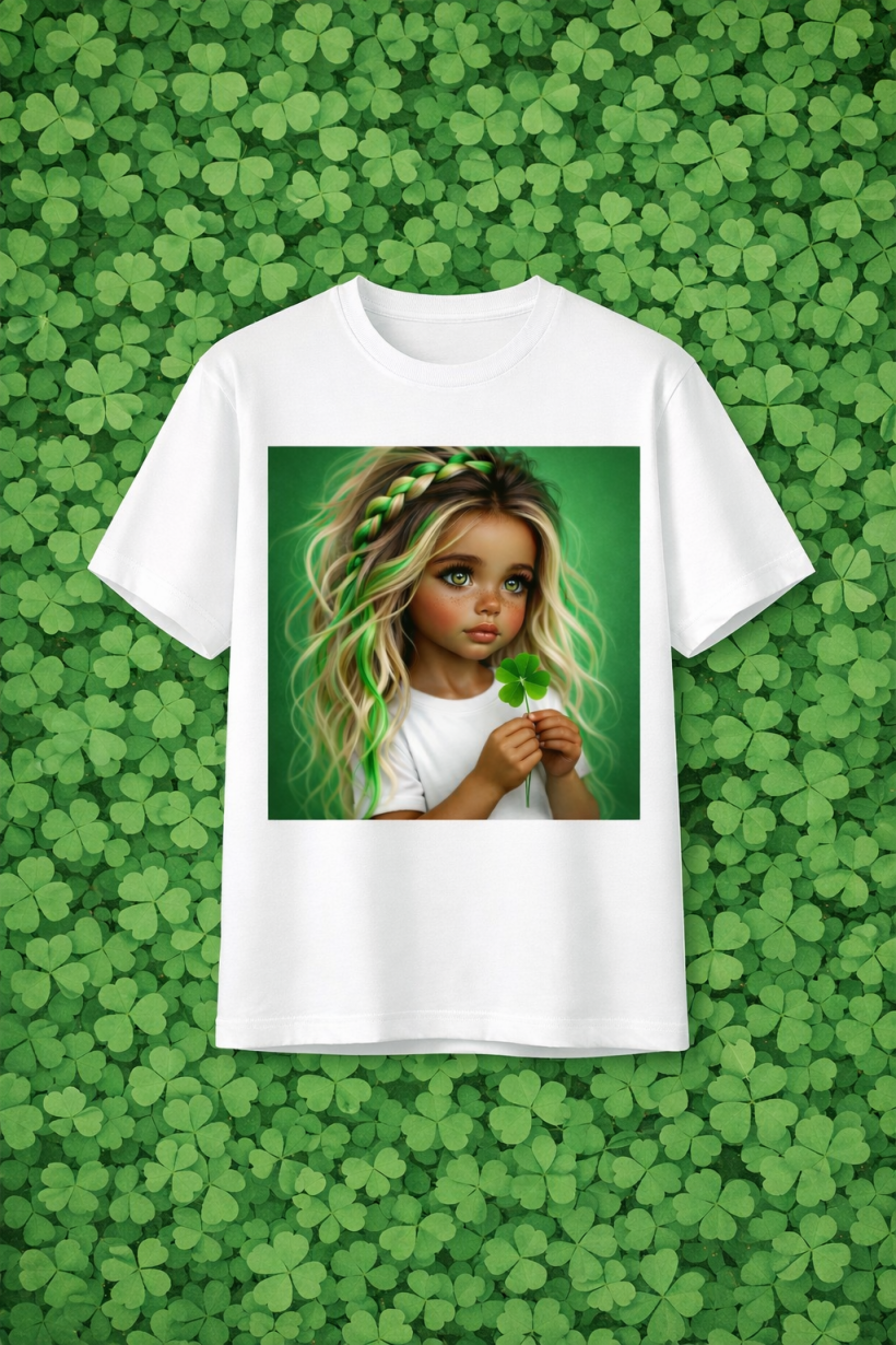 ZA T-shirt BIAŁY - Dziewczynka zielone tło