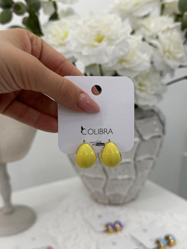 kolczyki COLIBRA retro - ŻÓŁTY