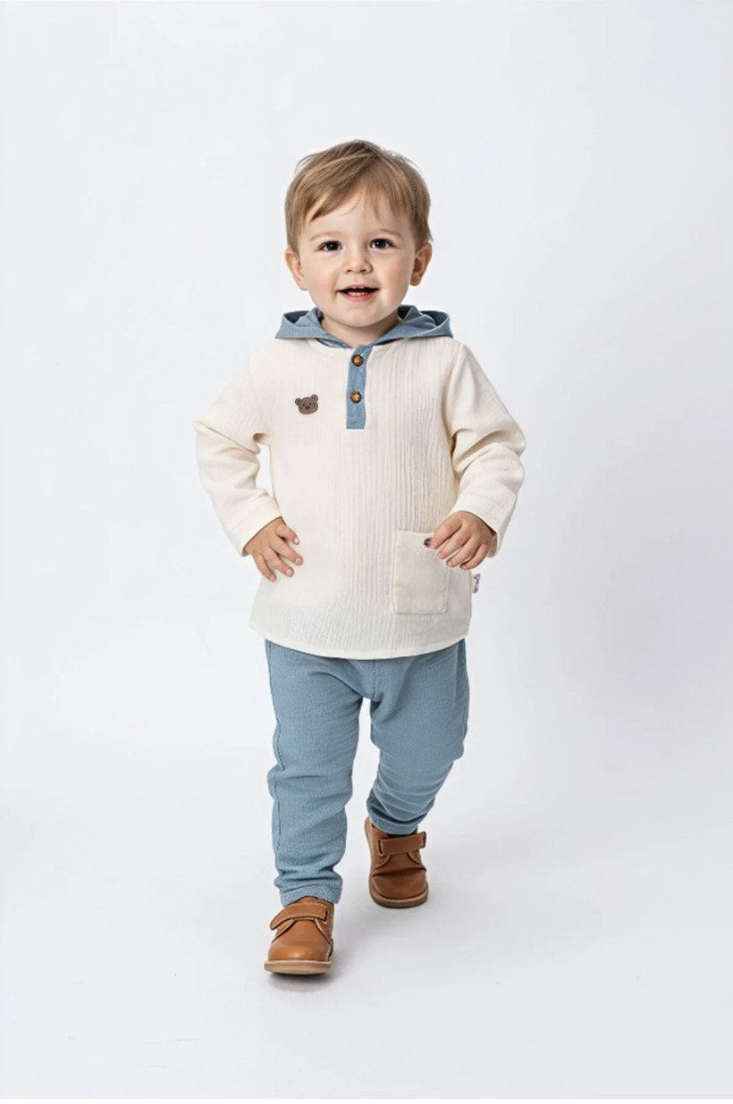 Komplet koszula z kapturem BŁĘKIT