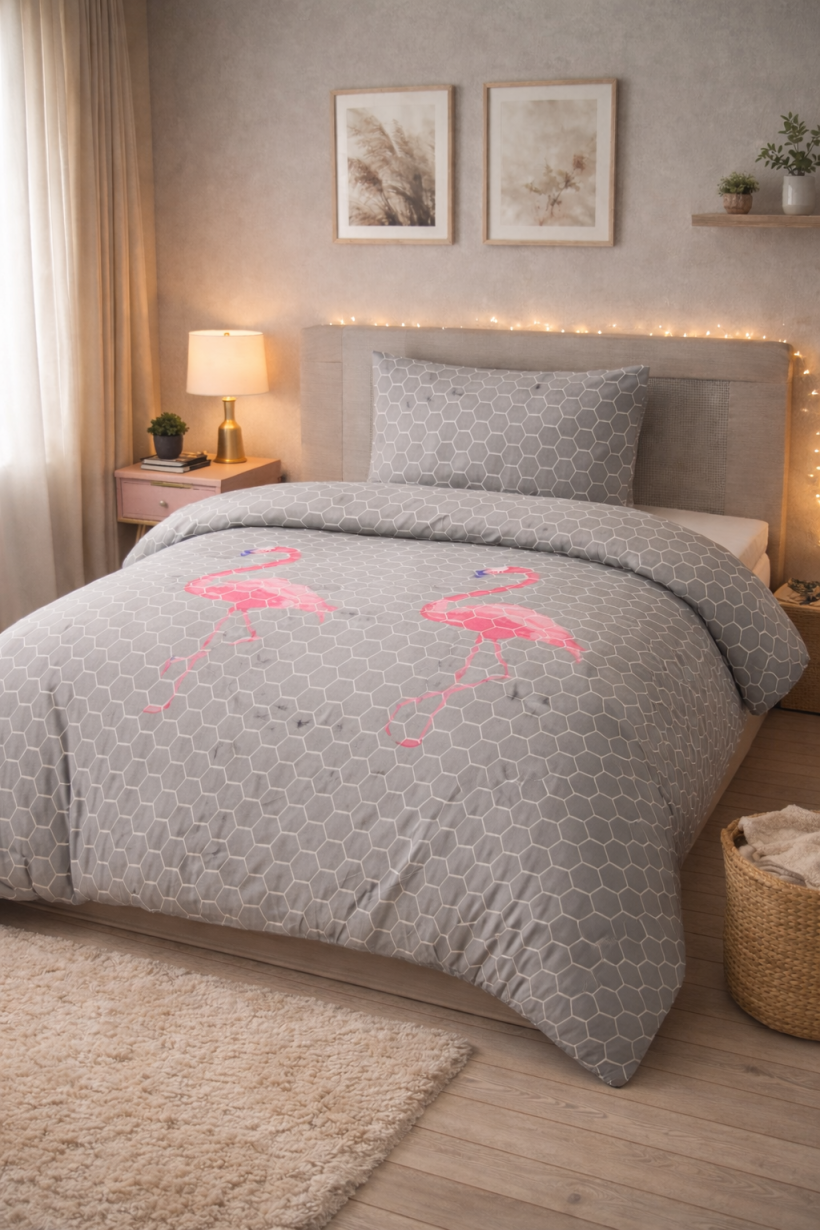 Pościel 155x220 cm 2 częściowa flamingi TPR