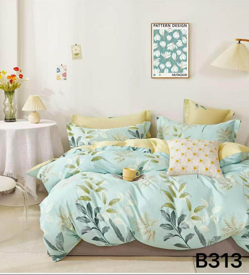 Komplet pościeli B313 miętowa w liście