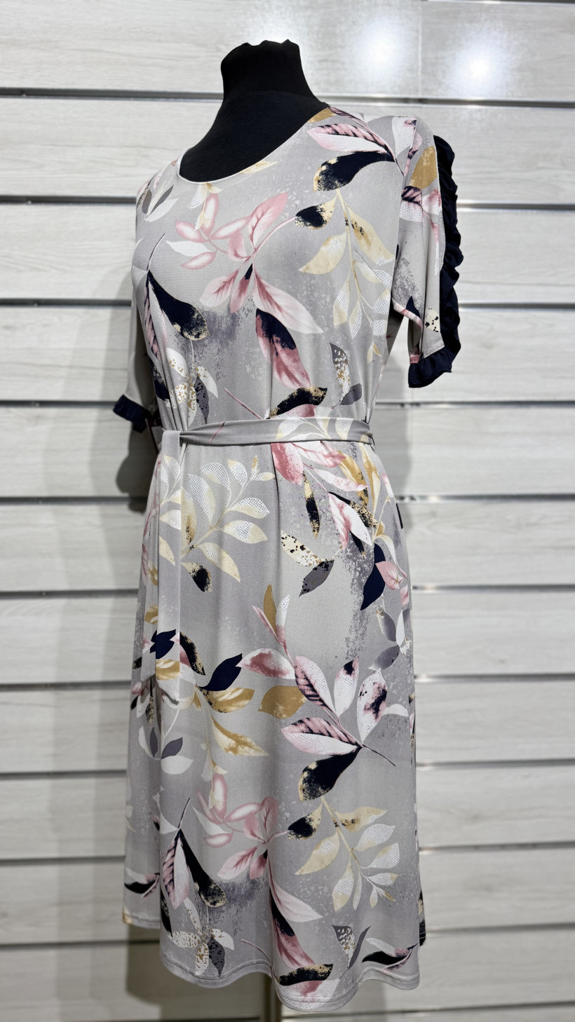 VESTIDO FLORAL FOLHO MANGA