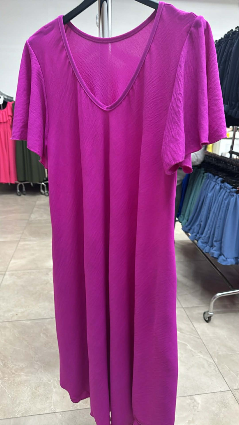 Italia nr 10 - Sukienka jednokolorowa z kieszeniami - 5733 - magenta
