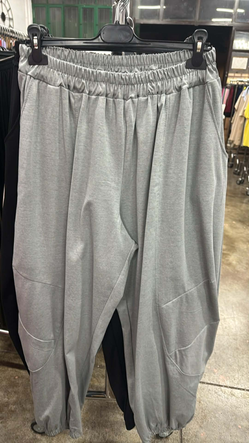 Italia nr 11 - Spodnie jednokolorowe z kieszeniami, baloony - 28556 - popiel