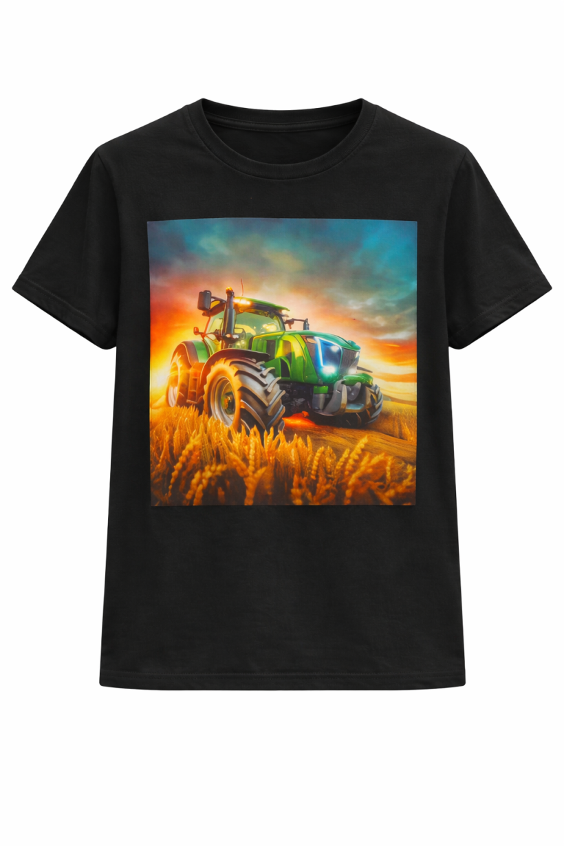T-shirt migający traktor czarny 