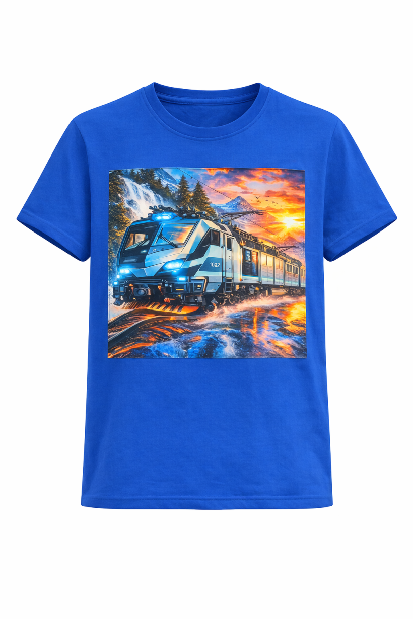 T-shirt migający pociąg chaber