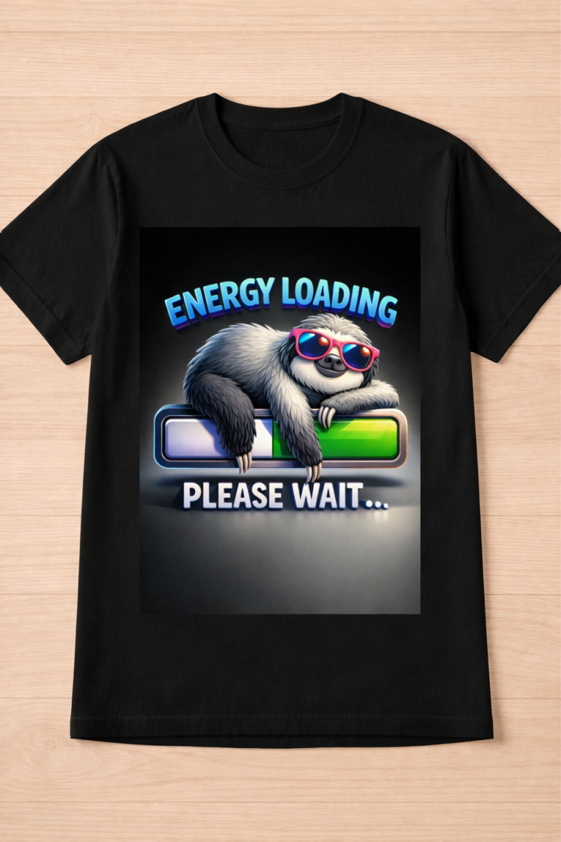 ZA T-shirt CZARNY - leniwiec , Energy loading