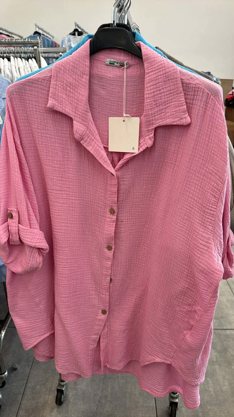 Italia nr.11 - Koszula jednokolorowa muślinowa - 6132 - różowy