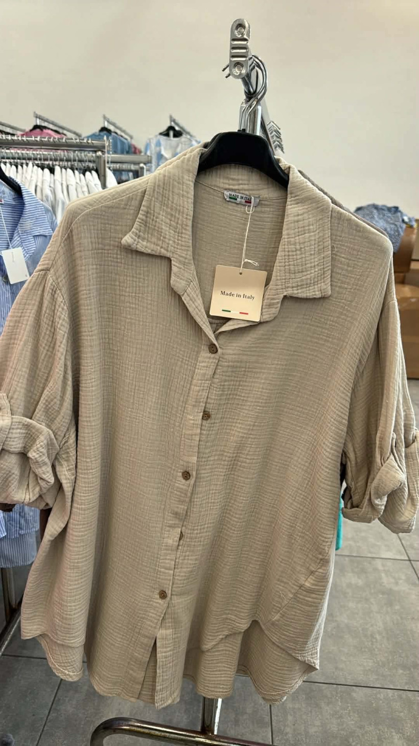 Italia nr.11 - Koszula jednokolorowa muślinowa - 6132 - beż 