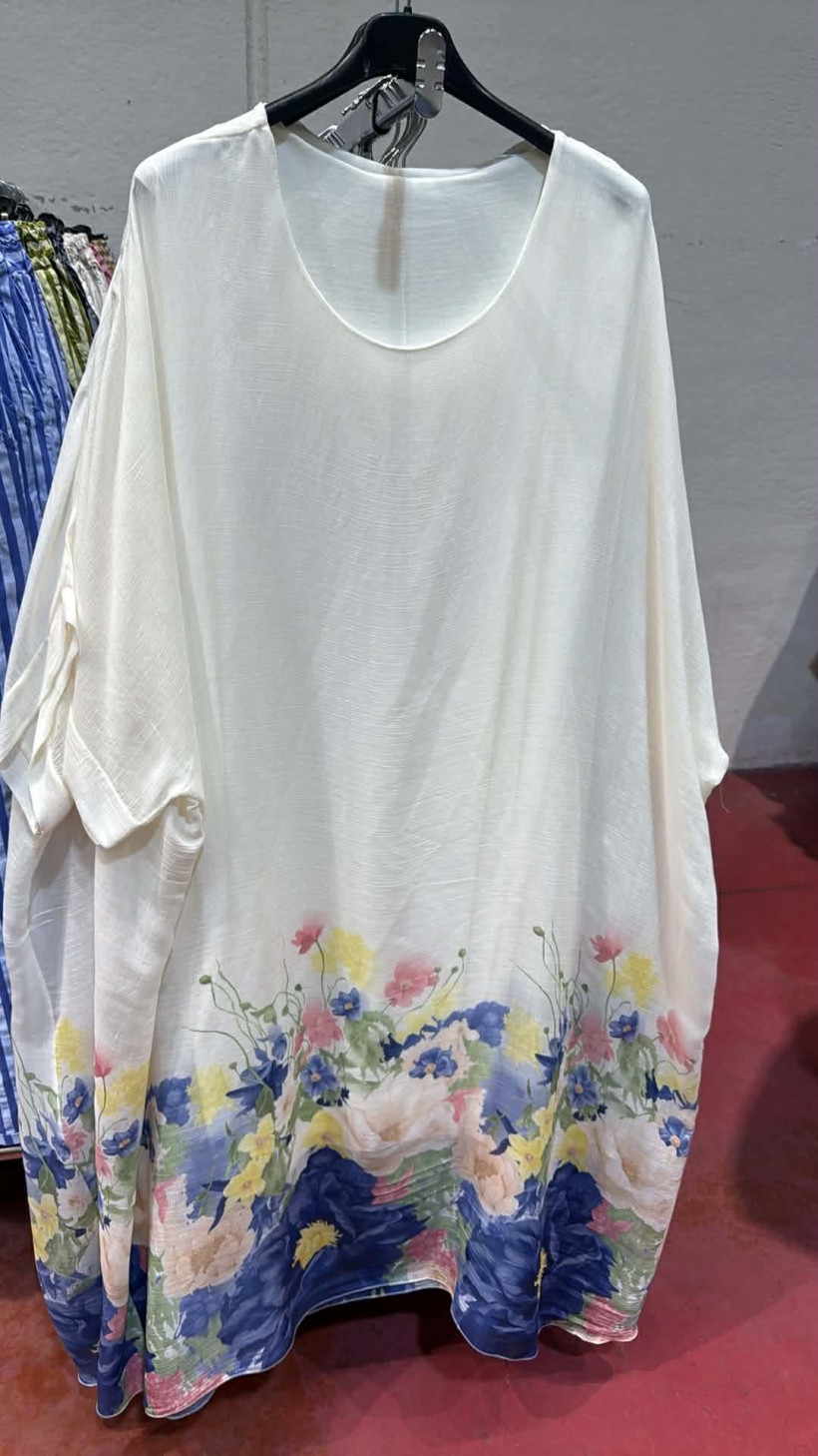 Italia nr.11 - Sukienka maxi - spód kwiatowy - 661182 - niebieska