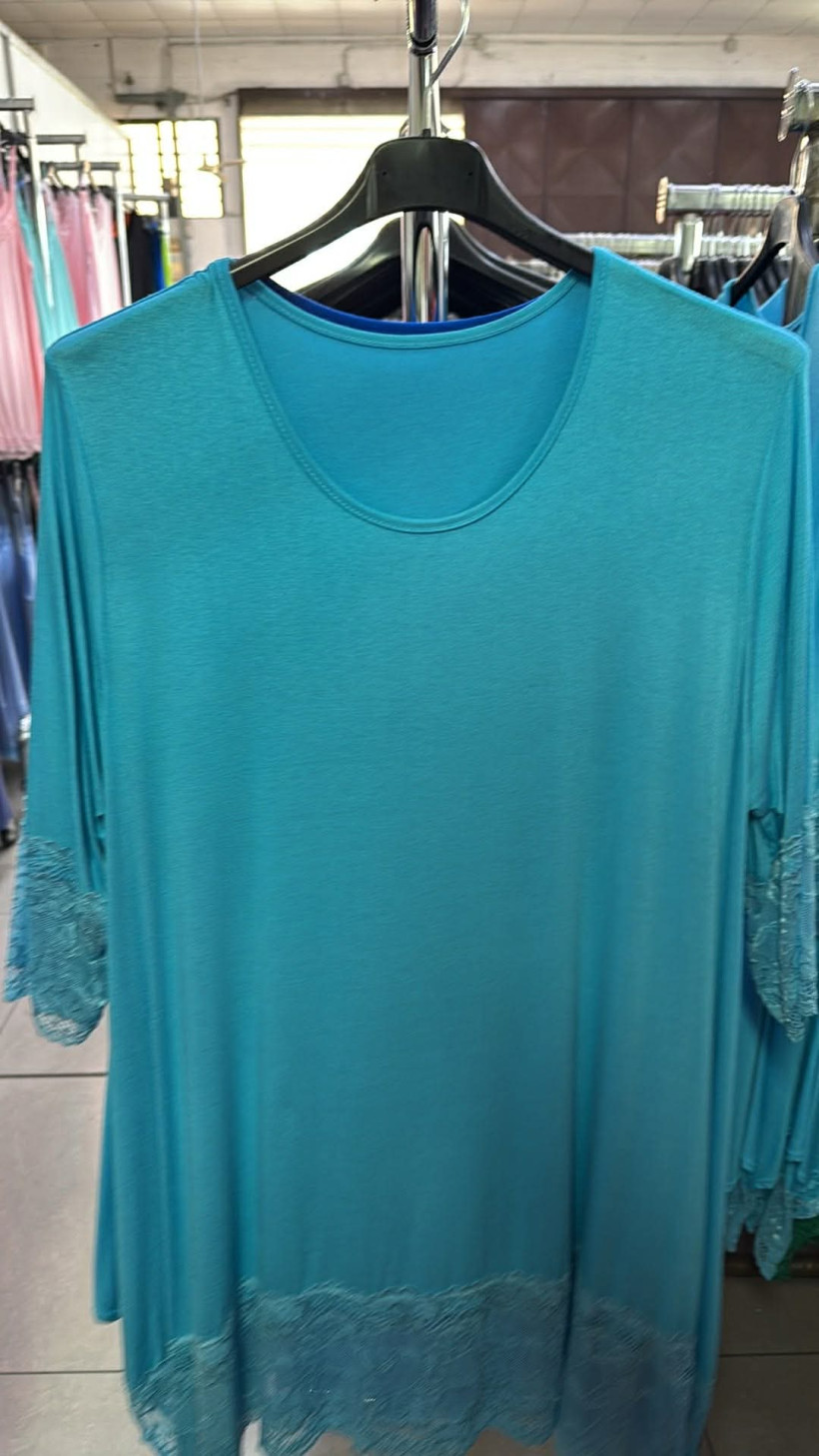 Italia nr.11 - Tunika jednokolorowa z koronką - 15556 - niebieska