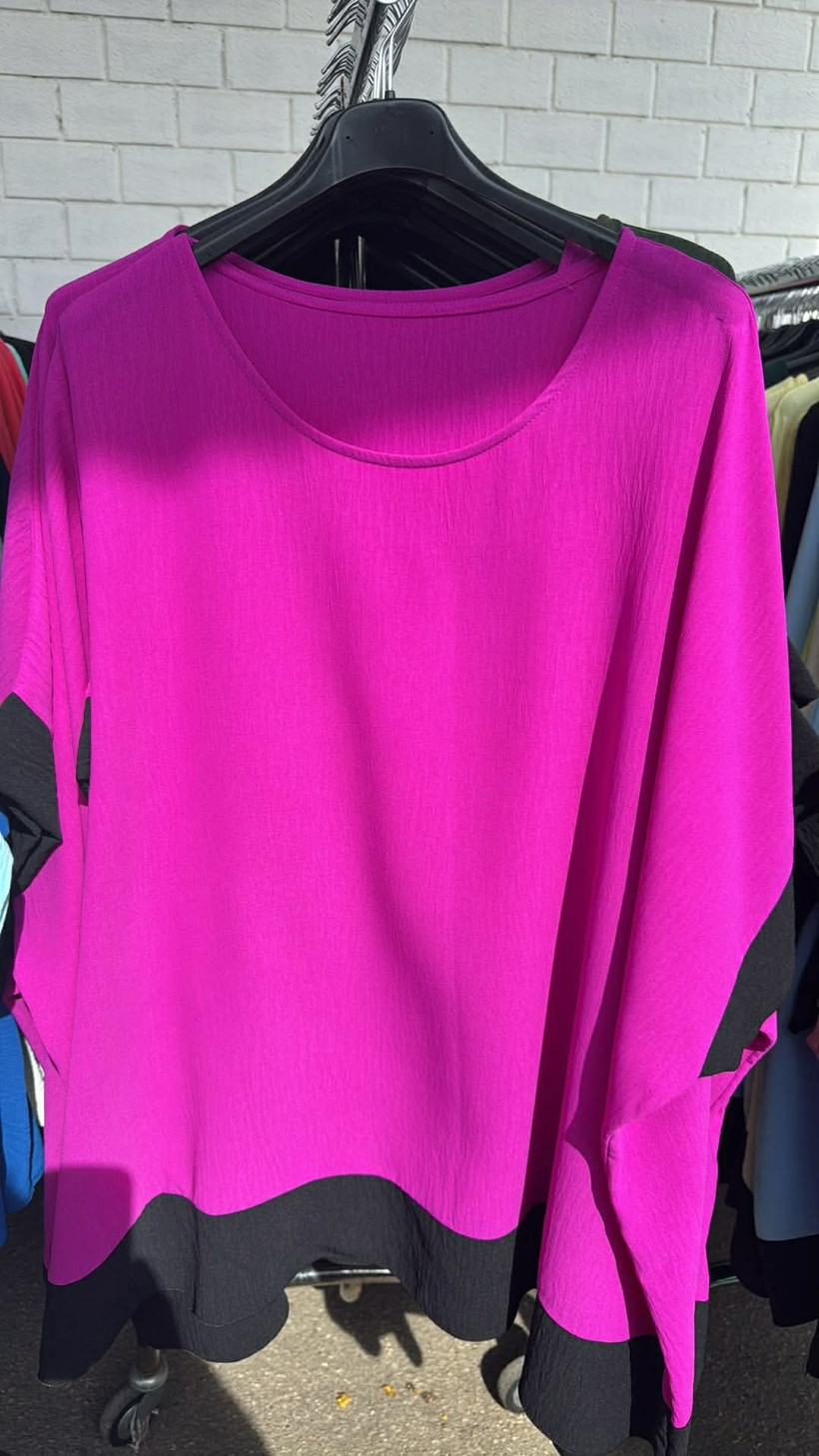 Italia nr.11 - Bluzka / Tunika - dwukolorowa - 24389 - amarant