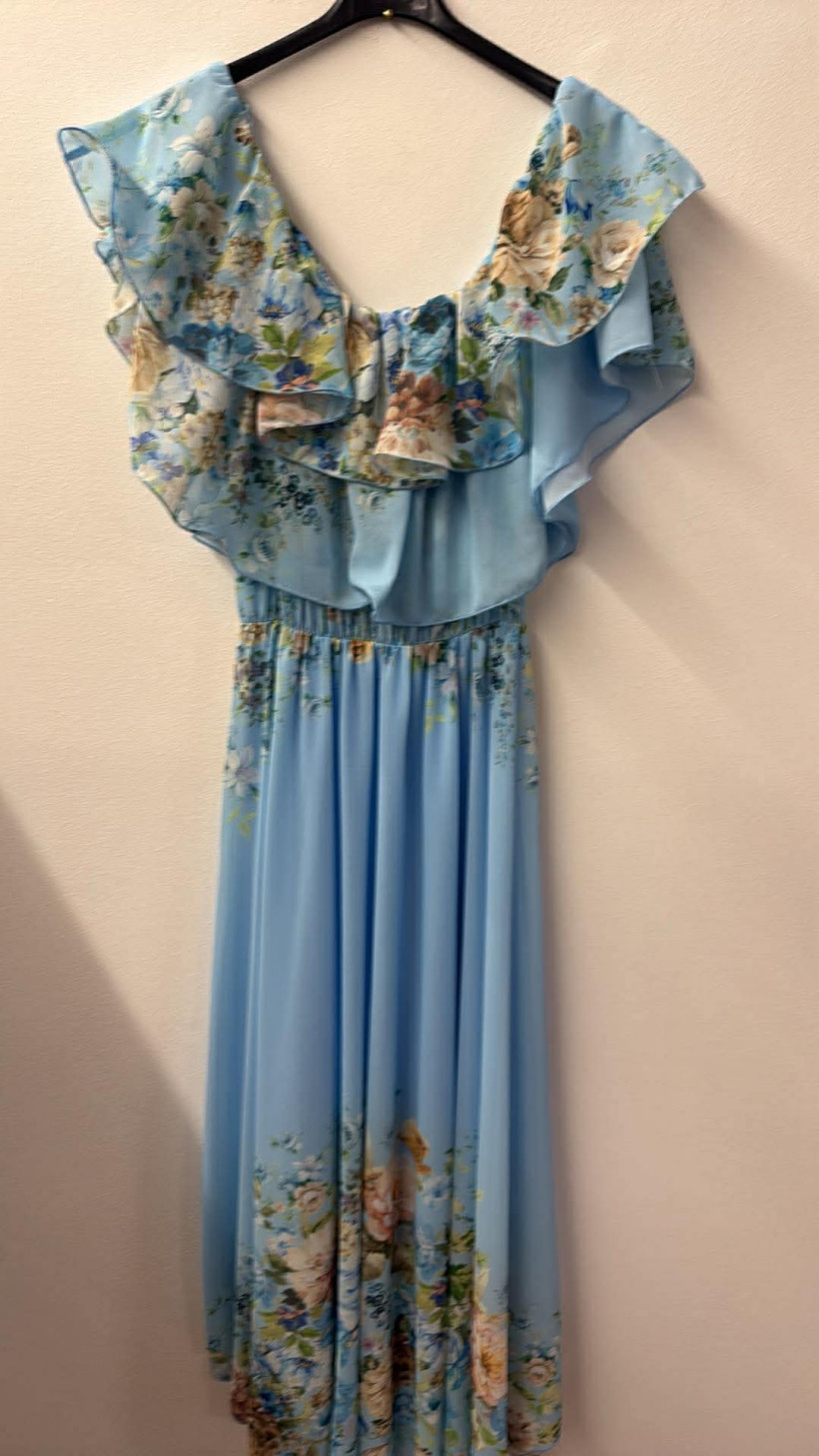 Italia nr.11 - Sukienka maxi hiszpanka - wzorzysta - 2165 - niebieski