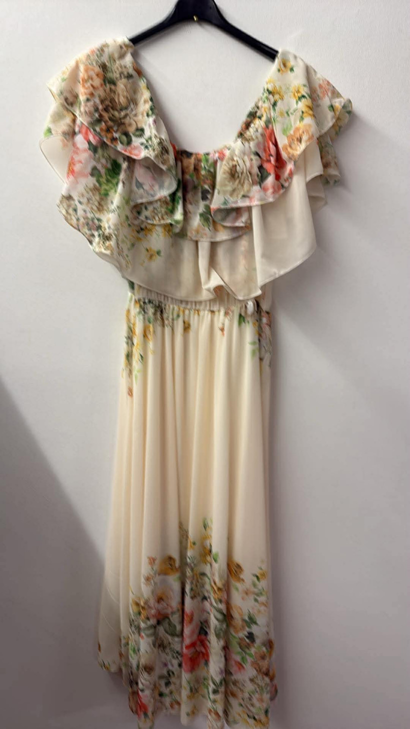 Italia nr.11 - Sukienka maxi hiszpanka - wzorzysta - 2165 - kremowy