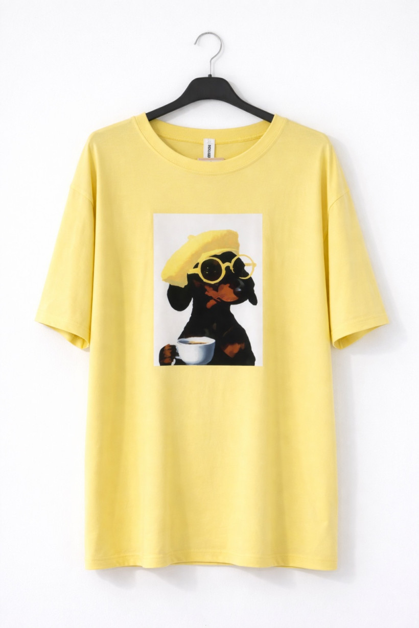 Bluzka żółta  z jamnikiem 