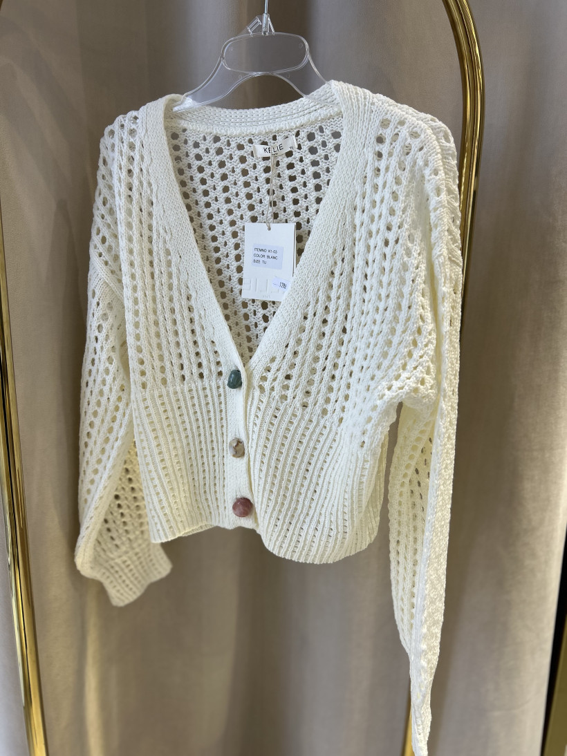 KELIE SWETEREK DZIURKOWANY ŚMIETANA