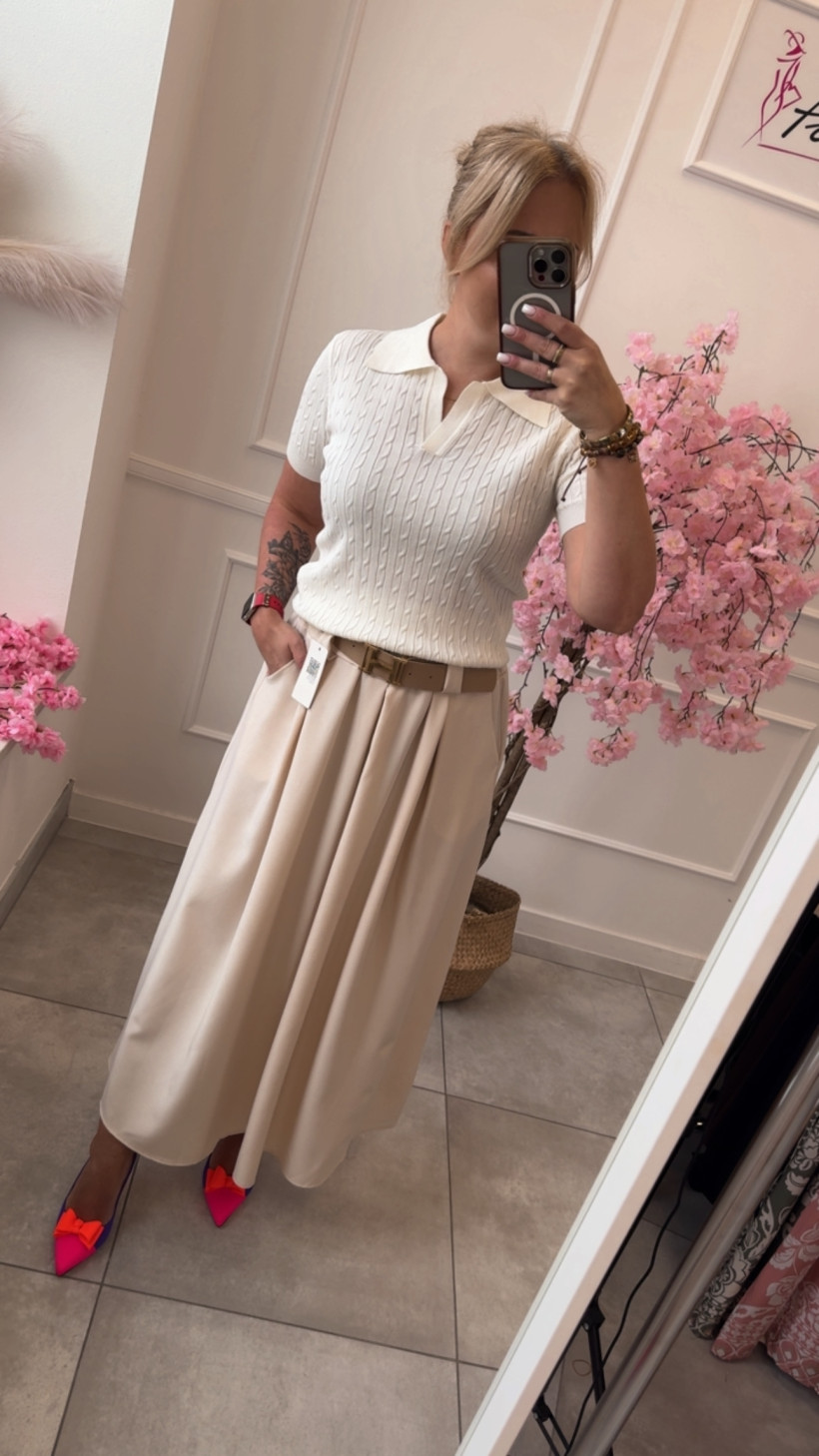 Spódnica midi z paskiem 14543