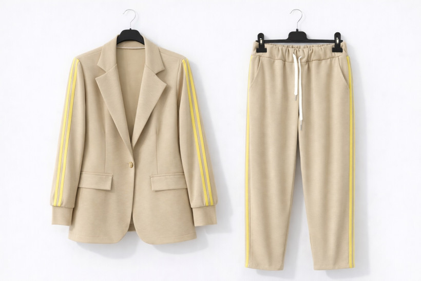 Komplet marynarka, spodnie beżowy 