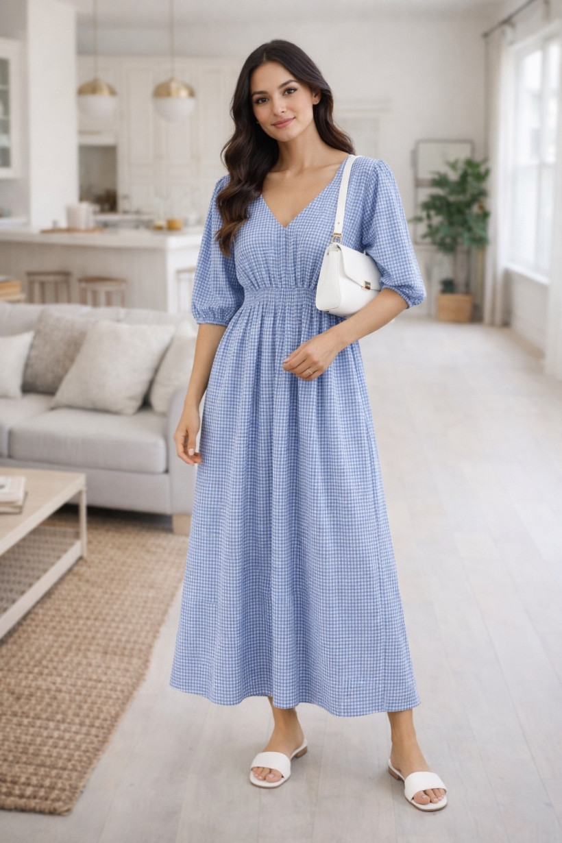 Sukienka krata niebieska